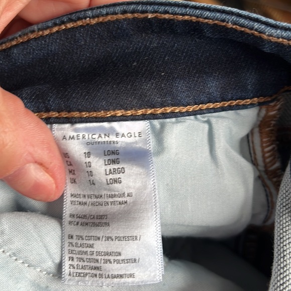 American eagle super stretch dark denim hi rise jeggings long 10 - Picture 9 of 9